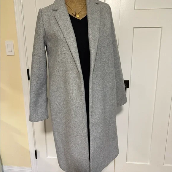 Zara Light Gray Open-Front Longline Coat - Picture 2 of 5